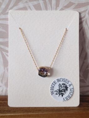 White Roses & Sherry OOAK 18k Gold S925 Purple Solitaire